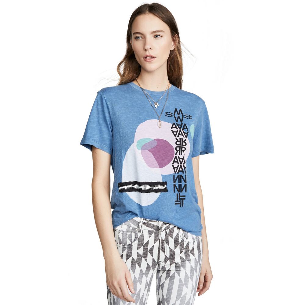 Isabel Marant Etoile Pewela Tee Shirt Top - M - Blue - Picture 6 of 6
